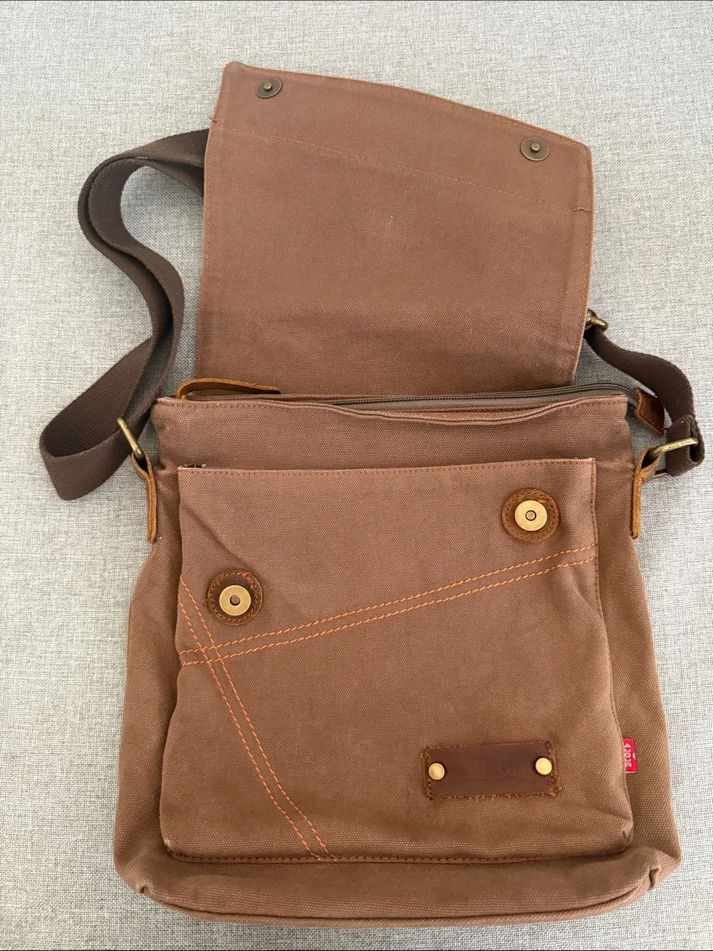 Augur leather and Canvas Crossbody Messenger Bag